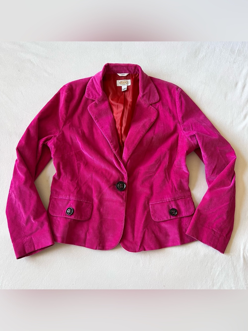 Talbots Fuchsia Corduroy Blazer Jacket stretch whimsical bold bright  cottage